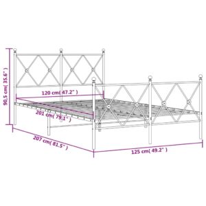 vidaXL Sängram med huvudgavel och fotgavel svart metall 120x200 cm - Bild 8