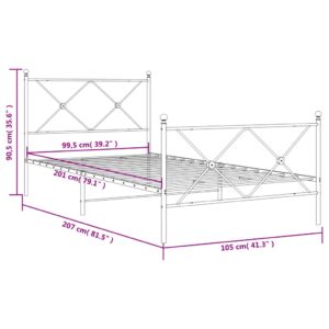 vidaXL Sängram med huvudgavel och fotgavel vit metall 100x200 cm - Bild 8