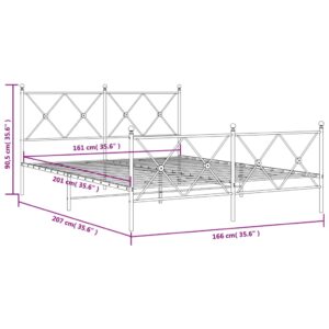 vidaXL Sängram med huvudgavel och fotgavel vit metall 160x200 cm - Bild 8