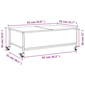 vidaXL Soffbord på hjul sonoma-ek 91x55x34 cm konstruerat trä - Bild 12