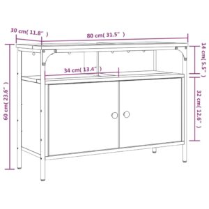 vidaXL Tvättställsskåp sonoma-ek 80x30x60 cm konstruerat trä - Bild 11