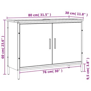 vidaXL Tvättställsskåp grå sonoma 80x30x60 cm konstruerat trä - Bild 11