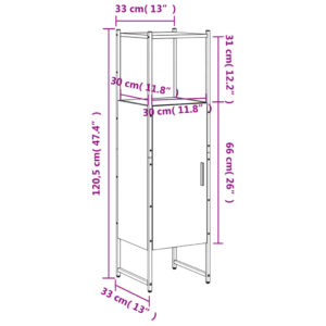 vidaXL Badrumsskåp rökfärgad ek 33x33x120,5 cm konstruerat trä - Bild 12