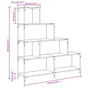 vidaXL Bokhylla 4 hyllplan sonoma-ek 139x33,5x149cm konstruerat trä - Bild 10