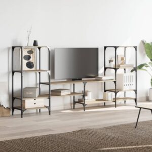 vidaXL Tv-bänk rökfärgad ek 206,5x28,5x95 cm konstruerat trä - Bild 4