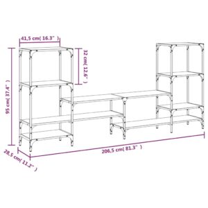 vidaXL Tv-bänk rökfärgad ek 206,5x28,5x95 cm konstruerat trä - Bild 10