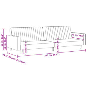 vidaXL Bäddsoffa 2-sits mörkgrå sammet - Bild 11