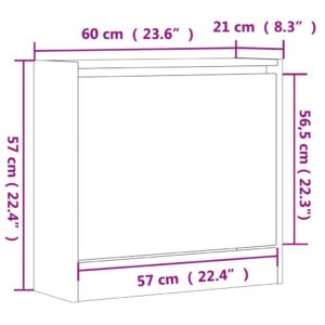 vidaXL Skohylla sonoma-ek 60x21x57 cm konstruerat trä - Bild 9