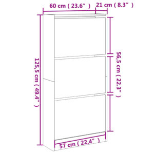 vidaXL Skohylla betonggrå 60x21x125,5 cm konstruerat trä - Bild 9