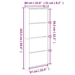 vidaXL Skohylla vit 60x21x163,5 cm konstruerat trä - Bild 9