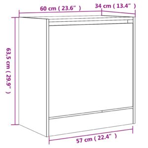 vidaXL Skohylla grå sonoma 60x34x63,5 cm konstruerat trä - Bild 9