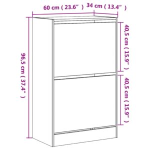 vidaXL Skohylla betonggrå 60x34x96,5 cm konstruerat trä - Bild 9