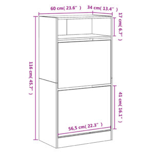 vidaXL Skohylla betonggrå 60x34x116 cm konstruerat trä - Bild 9