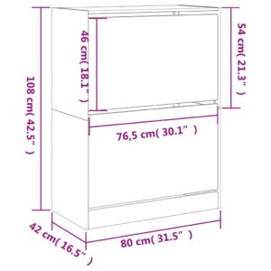 vidaXL Skoskåp med 2 flip-lådor svart 80x42x108 cm - Bild 10