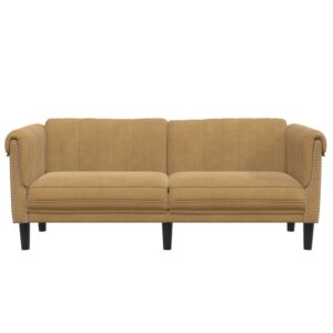 vidaXL Soffa 2-sits brun sammet - Bild 4