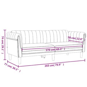 vidaXL Soffa 3-sits mörkgrå sammet - Bild 9