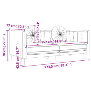 vidaXL Soffa med kuddar 2-sits brun sammet - Bild 9