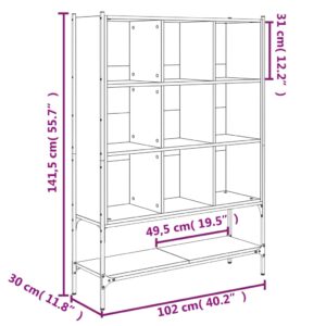 vidaXL Bokhylla rökfärgad ek 102x30x141,5 cm konstruerat trä - Bild 10