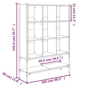 vidaXL Bokhylla brun ek 102x30x141,5 cm konstruerat trä - Bild 10