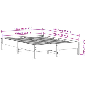 vidaXL Sängram vit 150x200 cm massiv furu - Bild 9