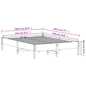 vidaXL Sängram vit 135x190 cm massiv furu - Bild 9