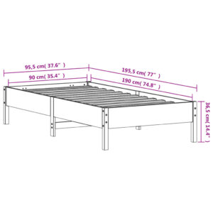 vidaXL Sängram vit 90x190 cm massiv furu - Bild 9