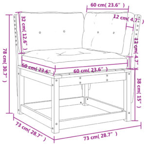 vidaXL Trädgårdssoffa hörn med dynor 73x73x78 cm impregnerad furu - Bild 10