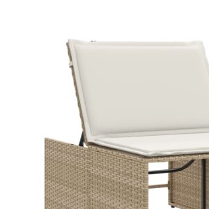 vidaXL Solsängar 2 st med bord beige konstrotting - Bild 10