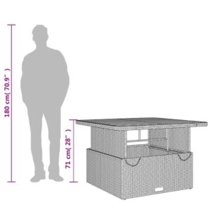 vidaXL Trädgårdsbord grå 110x110x71 cm konstrotting och akaciaträ - Bild 12