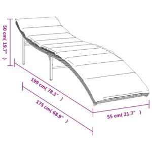 vidaXL Solsäng med dyna brun 55x199x50 cm konstrotting - Bild 10