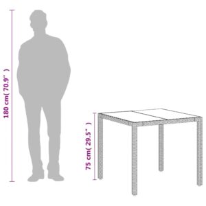 vidaXL Trädgårdsbord med glasskiva vit 90x90x75 cm konstrotting - Bild 12