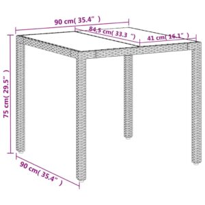 vidaXL Trädgårdsbord med glasskiva vit 90x90x75 cm konstrotting - Bild 11