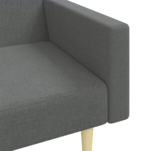 vidaXL Bäddsoffa 2-sits med fotpall mörkgrå tyg - Bild 9