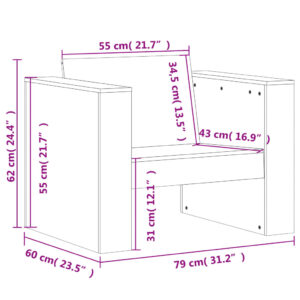 vidaXL Trädgårdsfåtölj 79x60x62 cm massiv furu - Bild 9