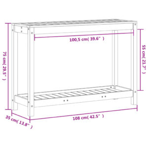 vidaXL Växtbord med hylla 108x35x75 cm massivt furu - Bild 10