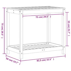 vidaXL Växtbord med hylla 82,5x50x75 cm massivt douglasträ - Bild 10