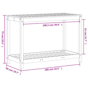 vidaXL Växtbord med hylla 108x50x75 cm massivt furu - Bild 10