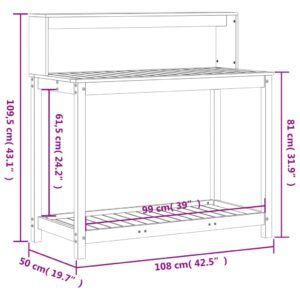 vidaXL Växtbord med hyllor 108x50x109,5 cm impregnerad furu - Bild 10