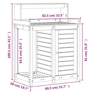 vidaXL Växtbord med hyllor vit 82,5x50x109,5 cm massiv furu - Bild 10