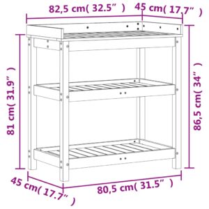 vidaXL Växtbord med hyllor 82,5x45x86,5 cm massivt douglasträ - Bild 10