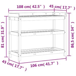 vidaXL Växtbord med hyllor 108x45x86,5 cm massivt douglasträ - Bild 10