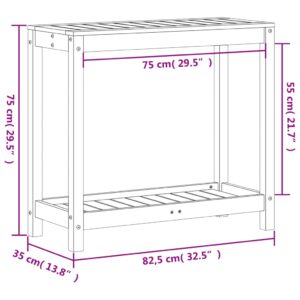 vidaXL Växtbord med hylla vaxad brun 82,5x35x75 cm massiv furu - Bild 10