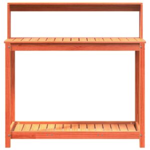 vidaXL Växtbord med hyllor brun 108x50x109,5 cm massiv furu - Bild 5