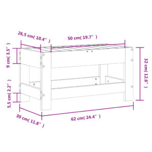 vidaXL Fotpall för trädgården vit 62x30x32 cm massiv furu - Bild 9