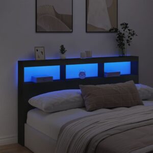 vidaXL Sänggavel med LED svart 180x17x102 cm - Bild 4