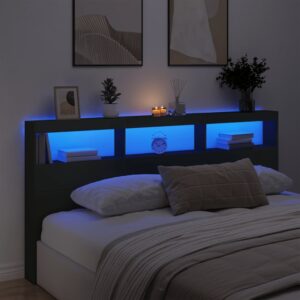 vidaXL Sänggavel med LED svart 200x17x102 cm - Bild 4