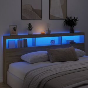 vidaXL Sänggavel med LED sonoma-ek 220x17x102 cm - Bild 4