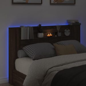 vidaXL Sänggavel med LED brun ek 160x16,5x103,5 cm - Bild 4