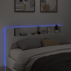 vidaXL Sänggavel med LED vit 200x16,5x103,5 cm - Bild 4