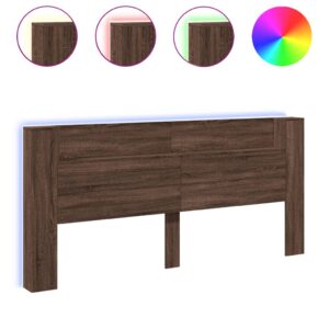 vidaXL Sänggavel med LED brun ek 220x16,5x103,5 cm - Bild 2